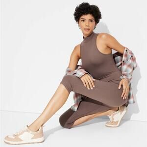 Wild Fable Women Butter Bliss Stretch High Neck Capri Jumpsuit Gray Size 1x NWT